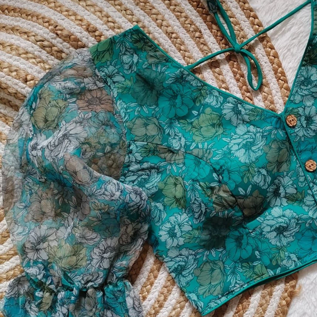 Style with Our Trendy Organza Festival Wear Blouse