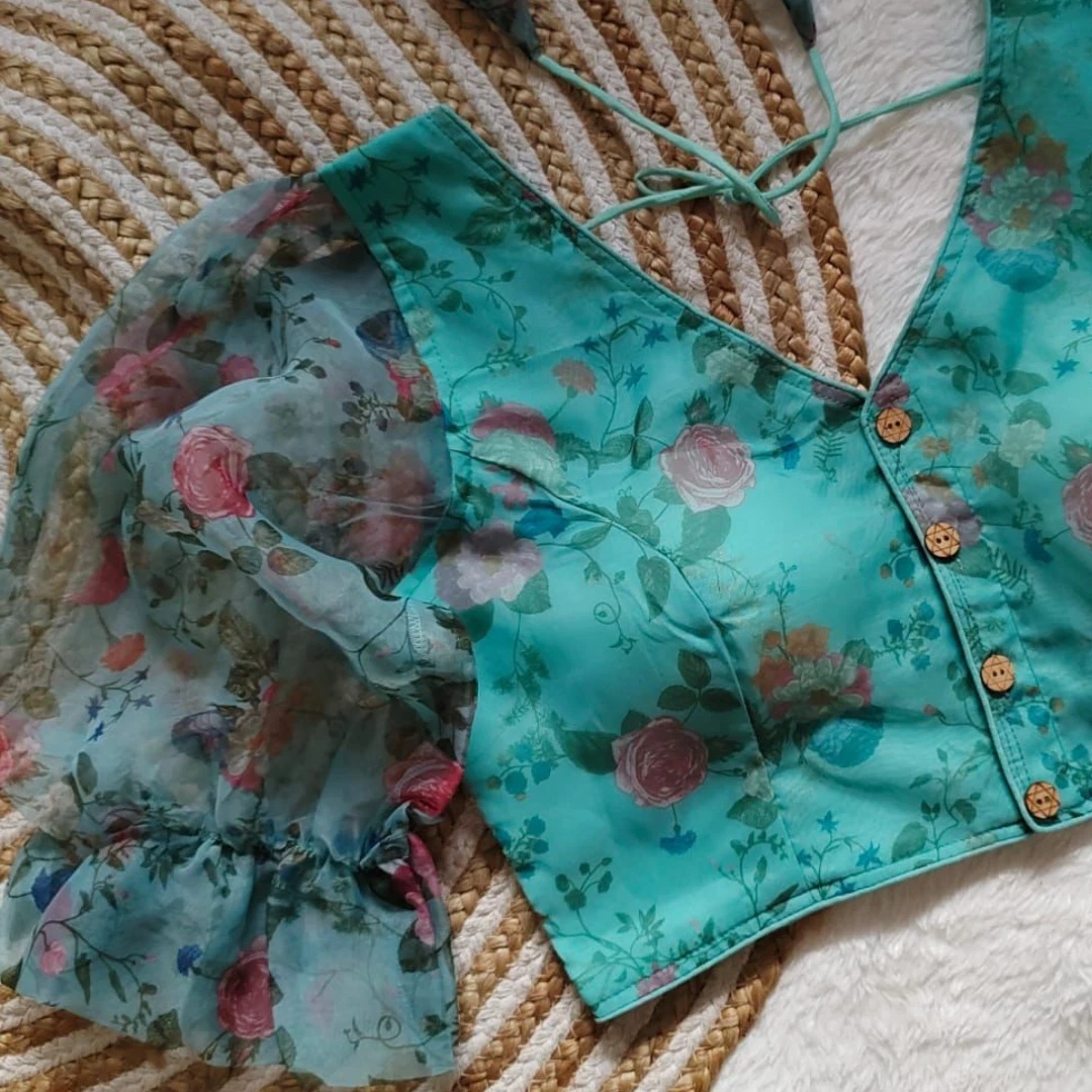 Style with Our Trendy Organza Festival Wear Blouse