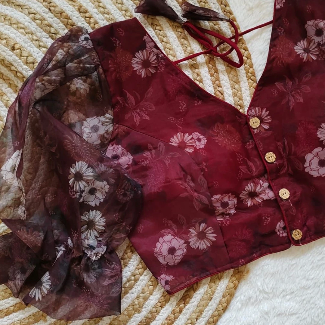 Style with Our Trendy Organza Festival Wear Blouse