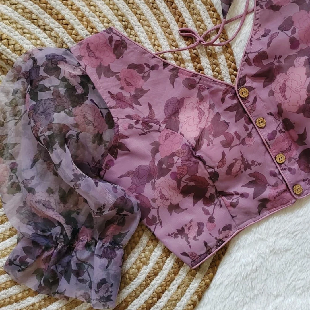 Style with Our Trendy Organza Festival Wear Blouse