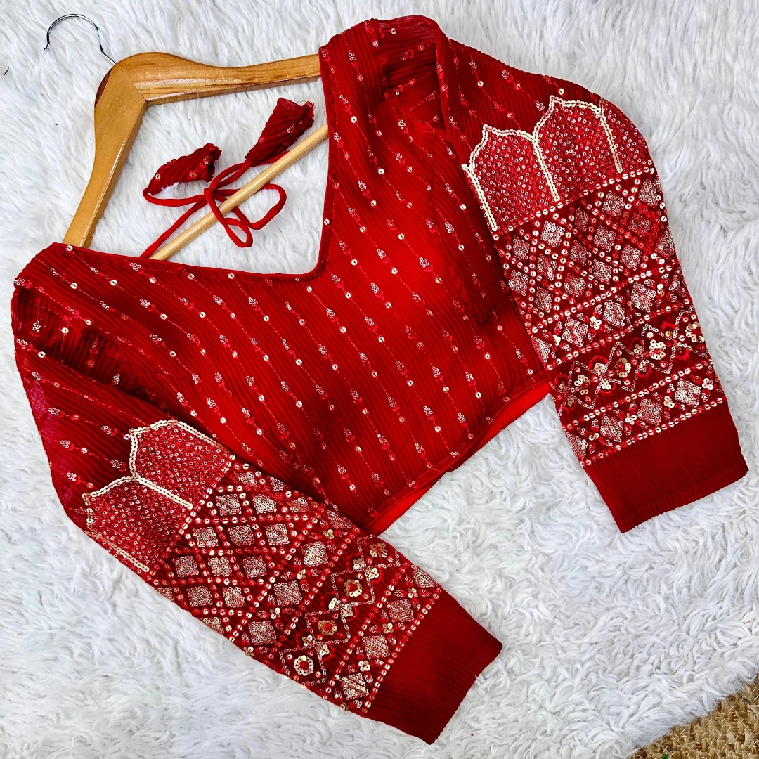Stylish Georgette Blouse with Sequins and Pannell Sleeves