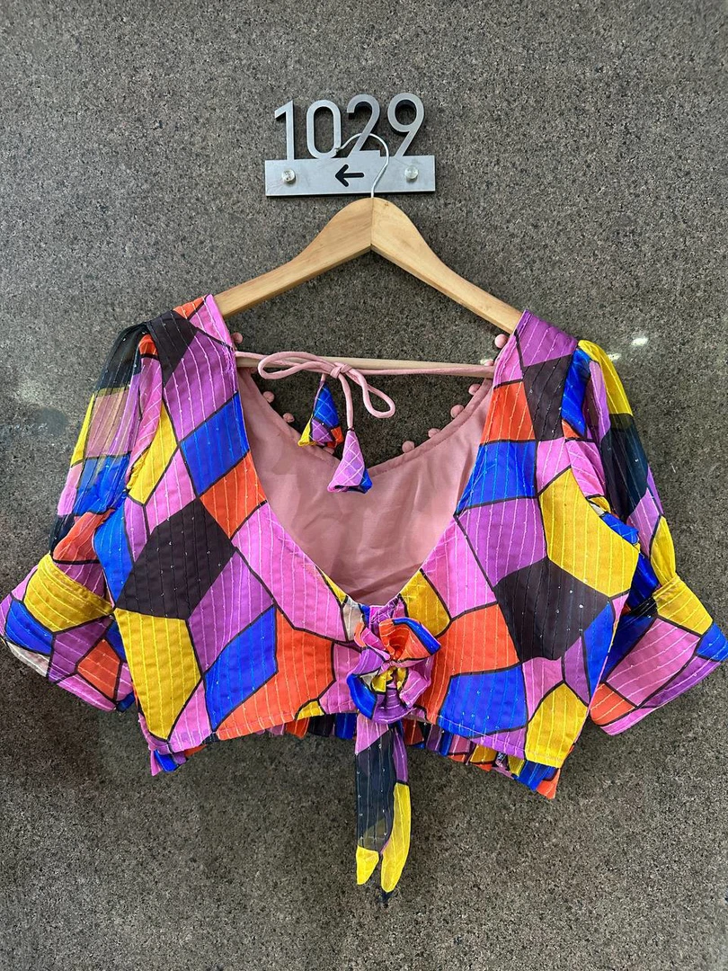 Multi Color Beautiful Designer Georgette Crochet With Sequence Blouse