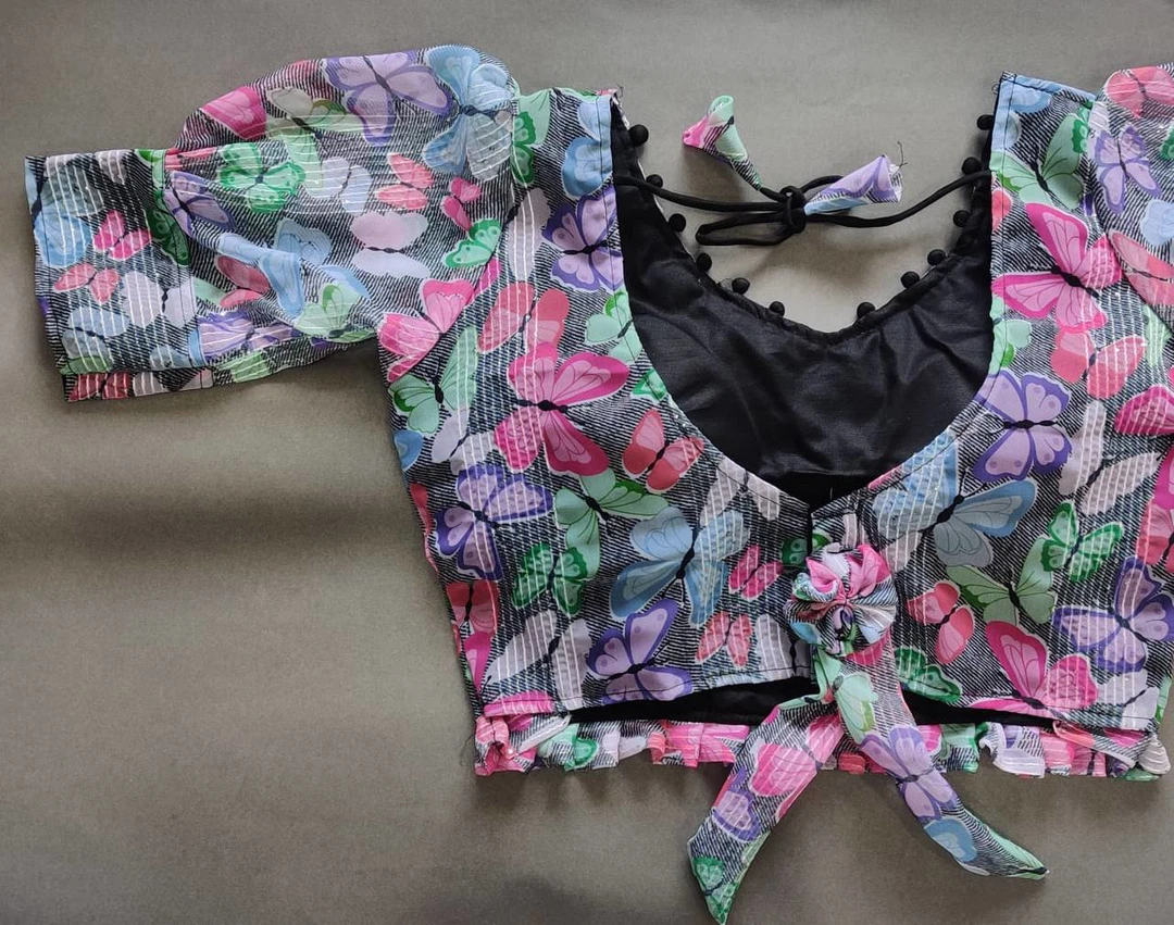 Multi Color Flower Designer Georgette Crochet With Sequence Blouse