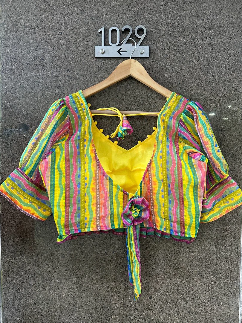 Multi Color Line Designer Georgette Crochet With Sequence Blouse