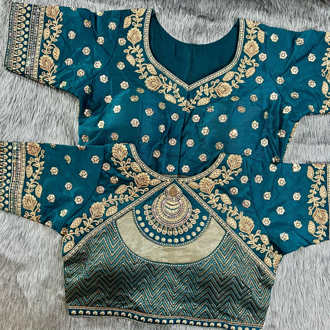 Morpeach Color Gold Jari & Rainbow Embroidery Wedding Blouse