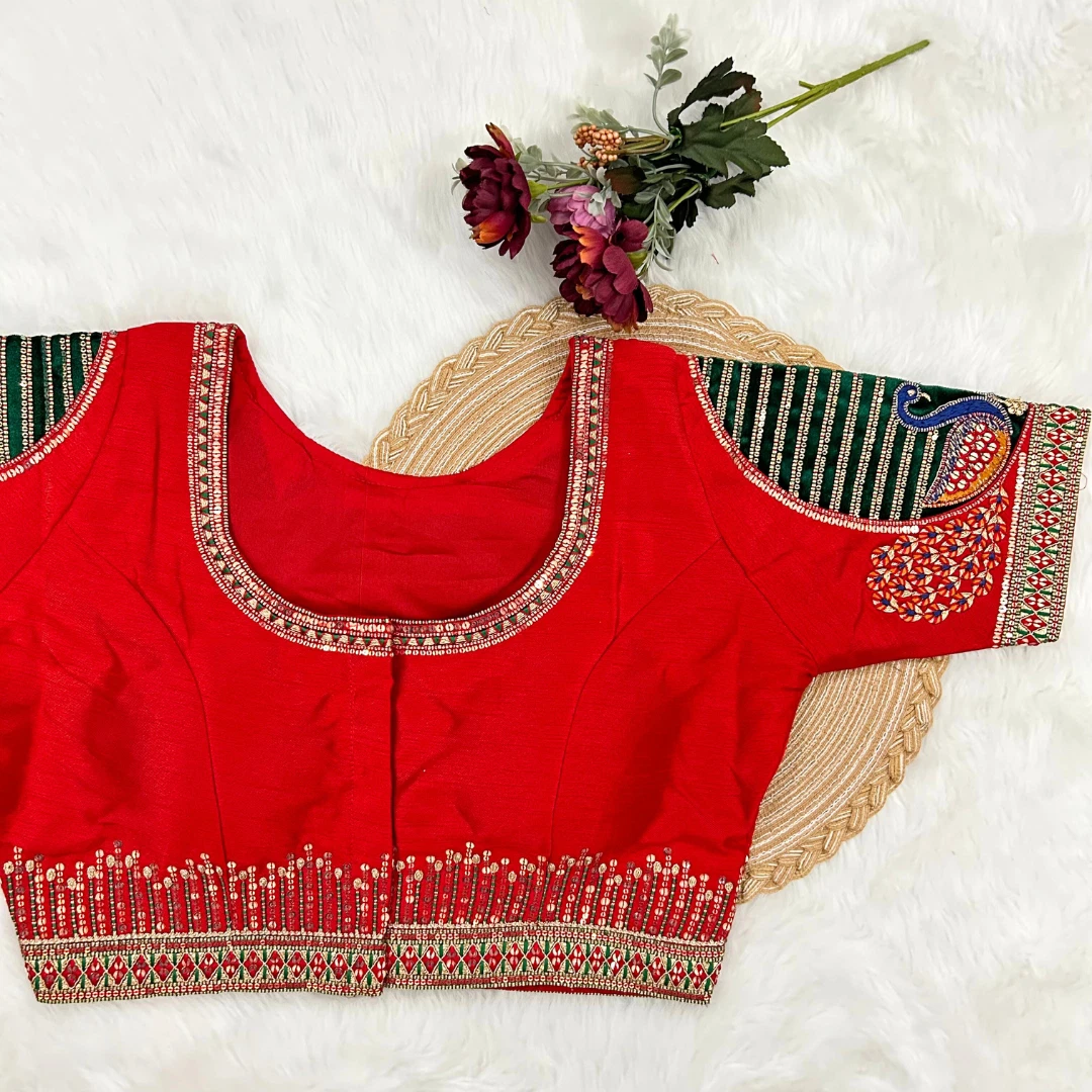Red Color Heavy Embroidered Bridal Wedding Blouse