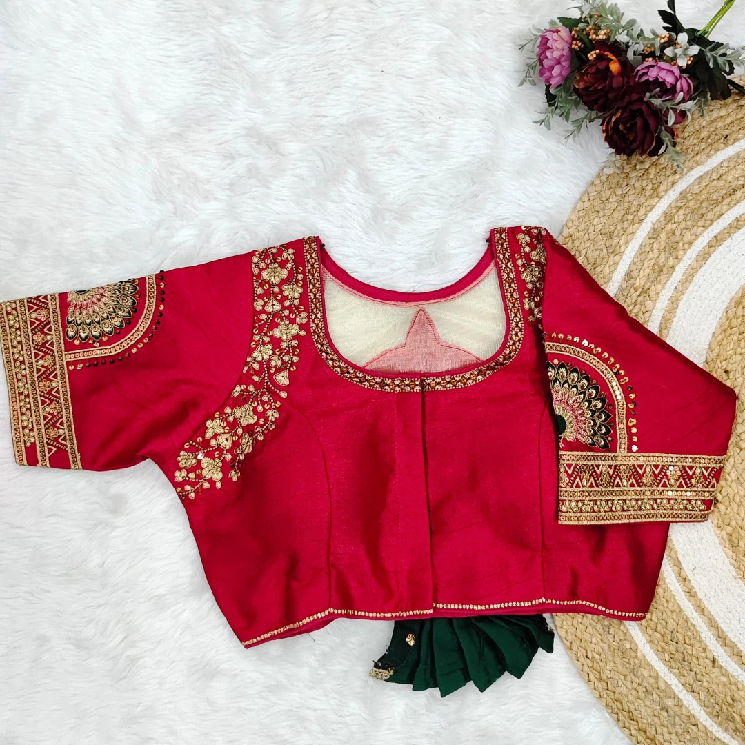Rani Color Bridal Blouse with Heavy Embroidery and 3D Barbie Design